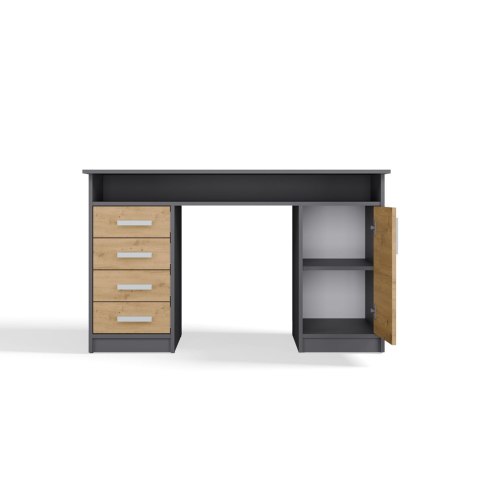 BIURKO ADA ANTRACYT DĄB ARTISAN 125 Cm 4 Szuflady Szafka Półki Do Biura Pokoju Na Laptop