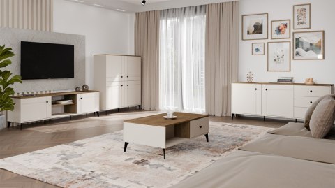 Komoda POINT 2D3S Kaszmir Beż Dąb Castello Szafka 3 Szuflady 2 Drzwi Salon
