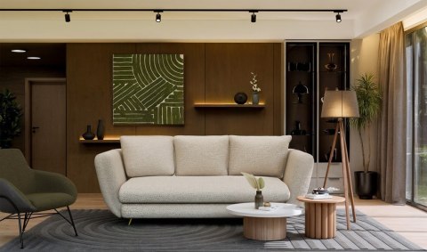 SOFA SARIS BEŻOWY NOGA ZŁOTA