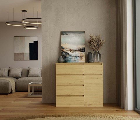 KOMODA 1D5S Szafka 1 Drzwi 5 Szuflad Do Salonu Sypialni Pokoju DĄB ARTISAN