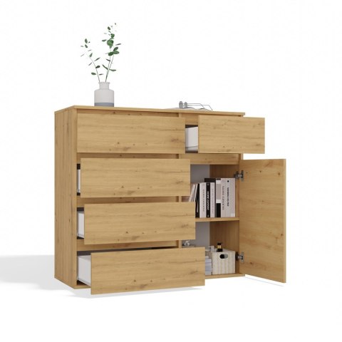 KOMODA 1D5S Szafka 1 Drzwi 5 Szuflad Do Salonu Sypialni Pokoju DĄB ARTISAN