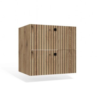 SZAFKA POD UMYWALKĘ TIGO 60 2S DĄB EVOKE 2 SZUFLADY RYFLOWANY FRONT WISZĄCA