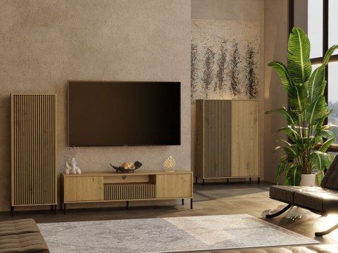 Witryna KAMARO 1DD SLIM DĄB ARTISAN Lamele Front Ryflowany
