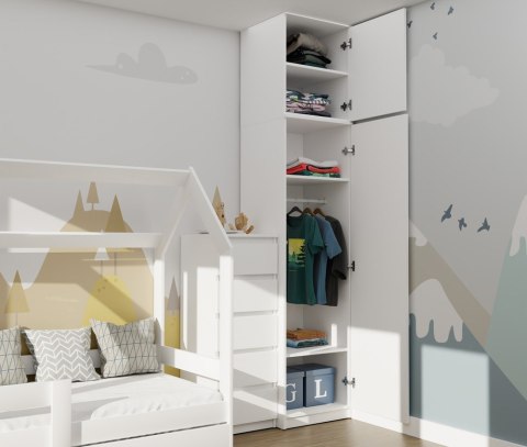 Szafa z Nadstawką SD-50 Drzwi Półki BIEL MAT Do Garderoby Pokoju Biura