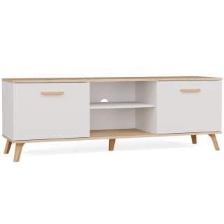 Szafka RTV OLYMPO 150 BIAŁA DĄB ARTISAN 150 CM Stolik Pod TV Telewizor