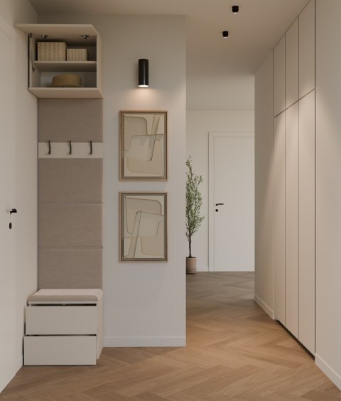 Garderoba HAGA 1W2S Wieszak 2 Szuflady Do Korytarza KASZMIR BEŻ 238x50x35